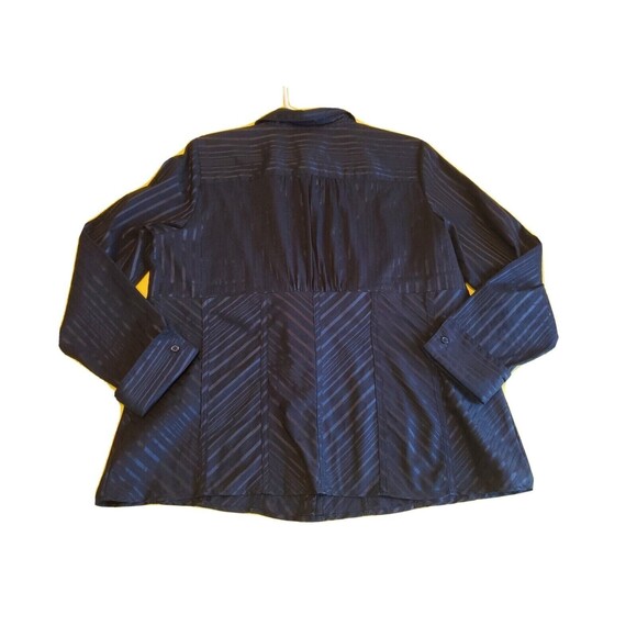 Womens Sz 18 Button Front Dressy 3/4 Sleeve Shinny Subtle Stipes Michel Antoni - Picture 11 of 11